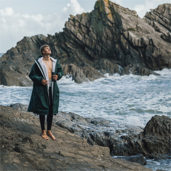 2026 Dryrobe Advance Roupão De Troca De Roupa De Manga Comprida DALSV3 - Dark Green / Nimbus Cloud